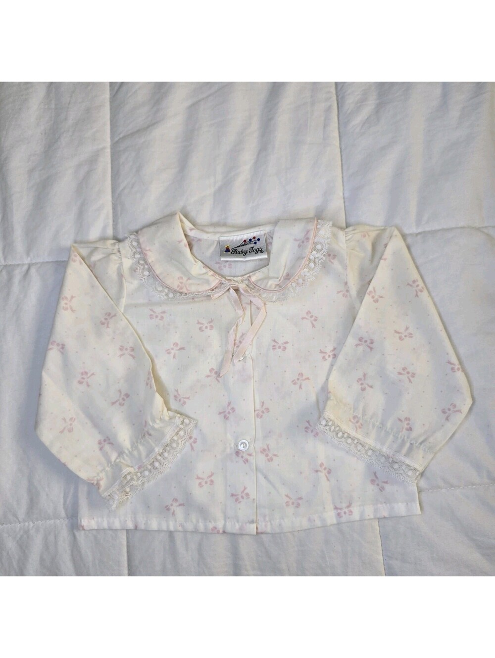 Vintage Baby Togs Girl Shirt Pastel Pink Bows 6–9 Months